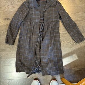 Marni Dark Brown Plaid Trench Coat
